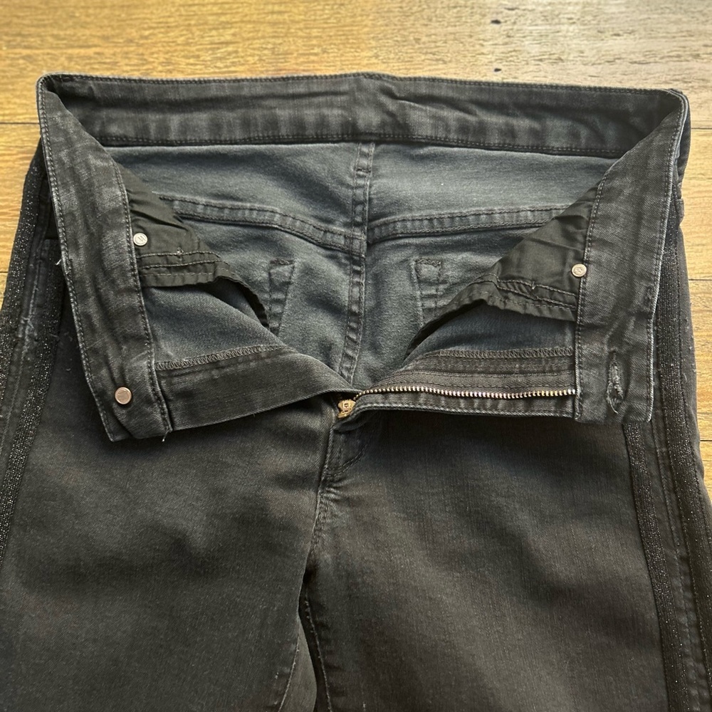 MOTHER  Black Skinny Jeans High-Rise Looker Jeans in Miss Moody Two Shoes Racer - Picture 10 of 13